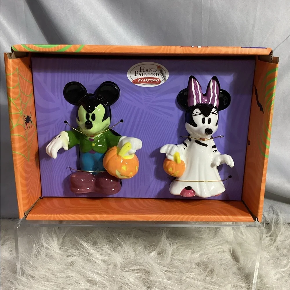 Disney Ceramic Mickey & Minnie Mouse Halloween Frankenstein Salt & Pepper Shaker